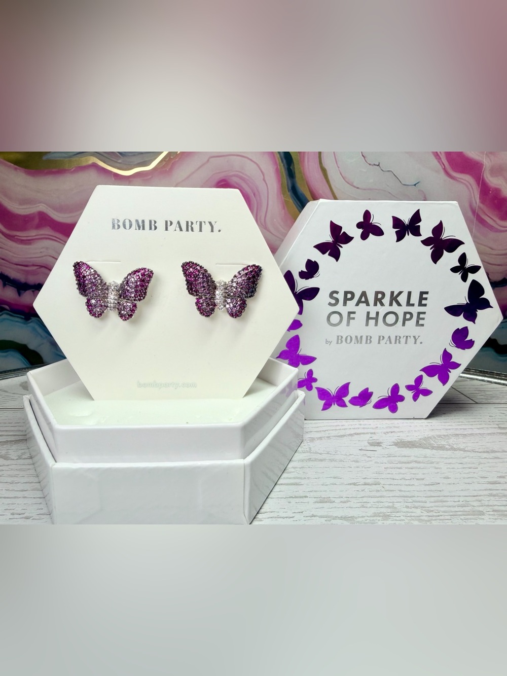 Bomb Party Sparkle of Hope Butterfly Earrings- Fluttering Sparkle RBP5165